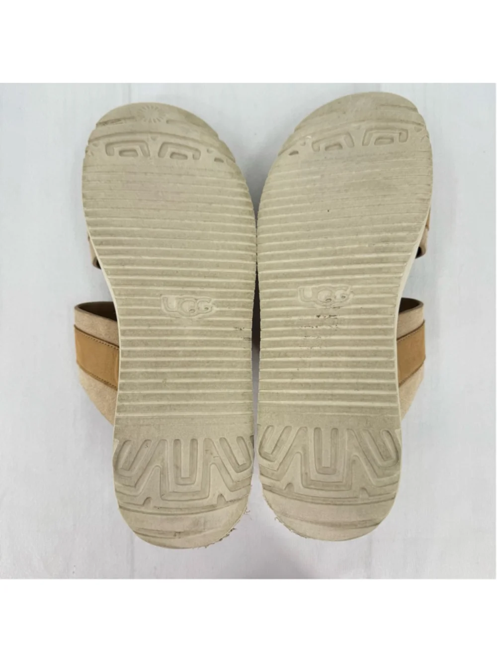 UGG Beige Suede Dual-Strap Slide Sandals - Picture 10 of 13